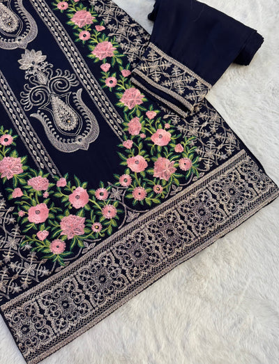 HK105 - Navy - Readymade Linen outfit - Memsaab Online