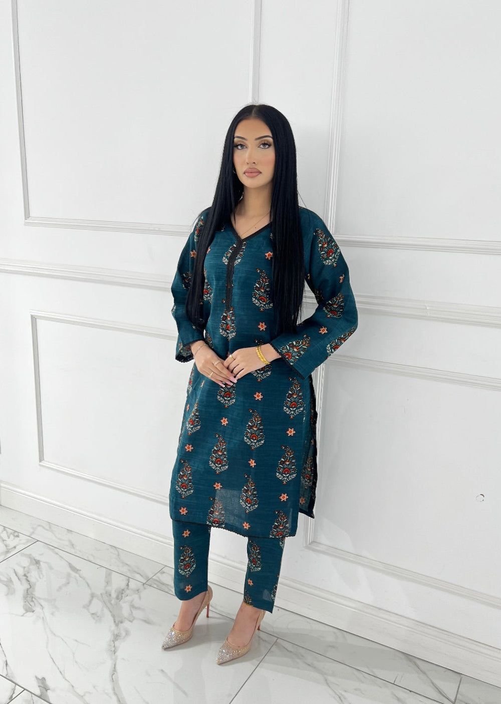 SLMN-30 Readymade Khaddar Co-ord - Memsaab Online
