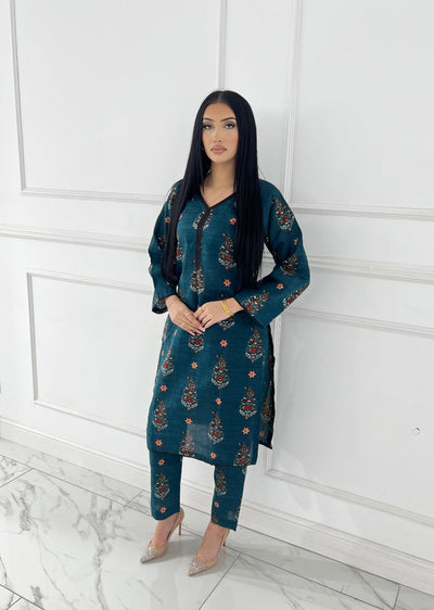 SLMN-30 Readymade Khaddar Co-ord - Memsaab Online