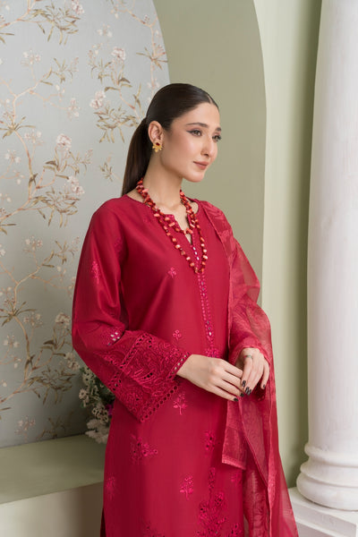 MSBMT-17 - Vanzila - Red Readymade Outfit - 3 Piece Suit 2025 - Memsaab Online