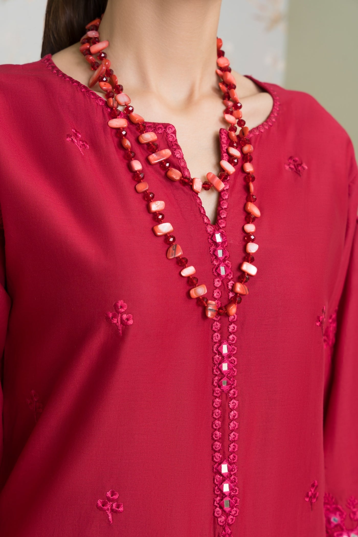 MSBMT-17 - Vanzila - Red Readymade Outfit - 3 Piece Suit 2025 - Memsaab Online