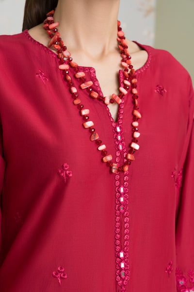 MSBMT-17 - Vanzila - Red Readymade Outfit - 3 Piece Suit 2025 - Memsaab Online