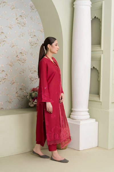 MSBMT-17 - Vanzila - Red Readymade Outfit - 3 Piece Suit 2025 - Memsaab Online