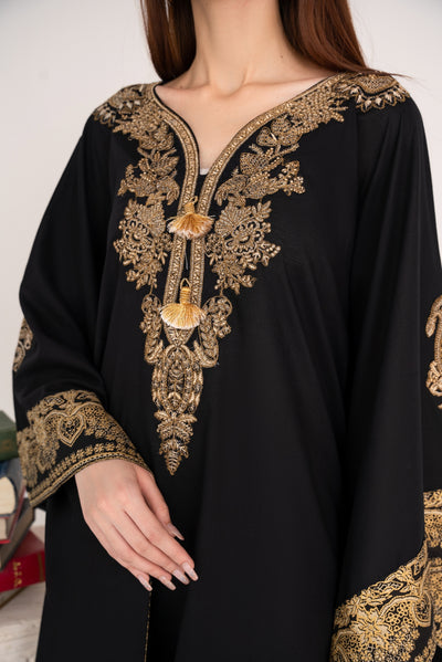 MSBMT-30 - Crescent (Black) - Kaftan - Readymade Outfit - 1 Piece Suit 2025 - Memsaab Online