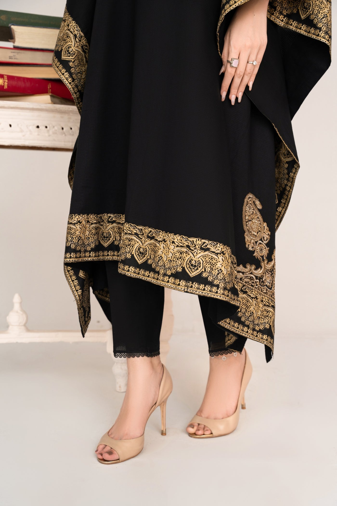 MSBMT-30 - Crescent (Black) - Kaftan - Readymade Outfit - 1 Piece Suit 2025 - Memsaab Online