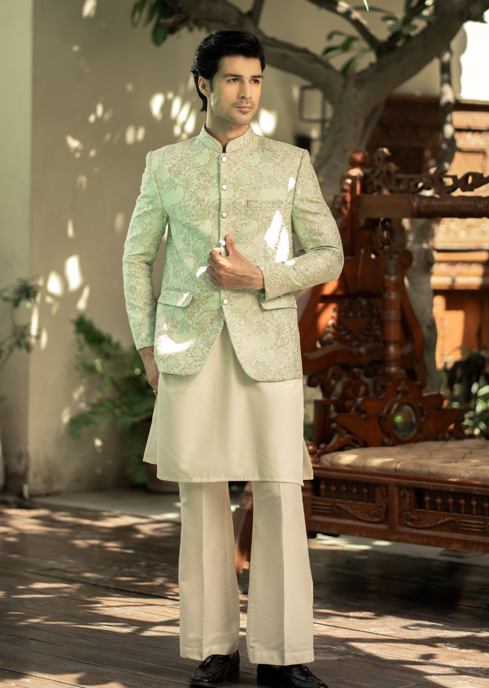 PC-569 - Readymade Mens Embroidered Prince Coat - Memsaab Online
