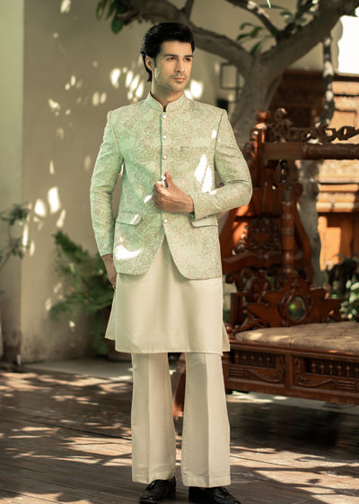 PC-569 - Readymade Mens Embroidered Prince Coat - Memsaab Online