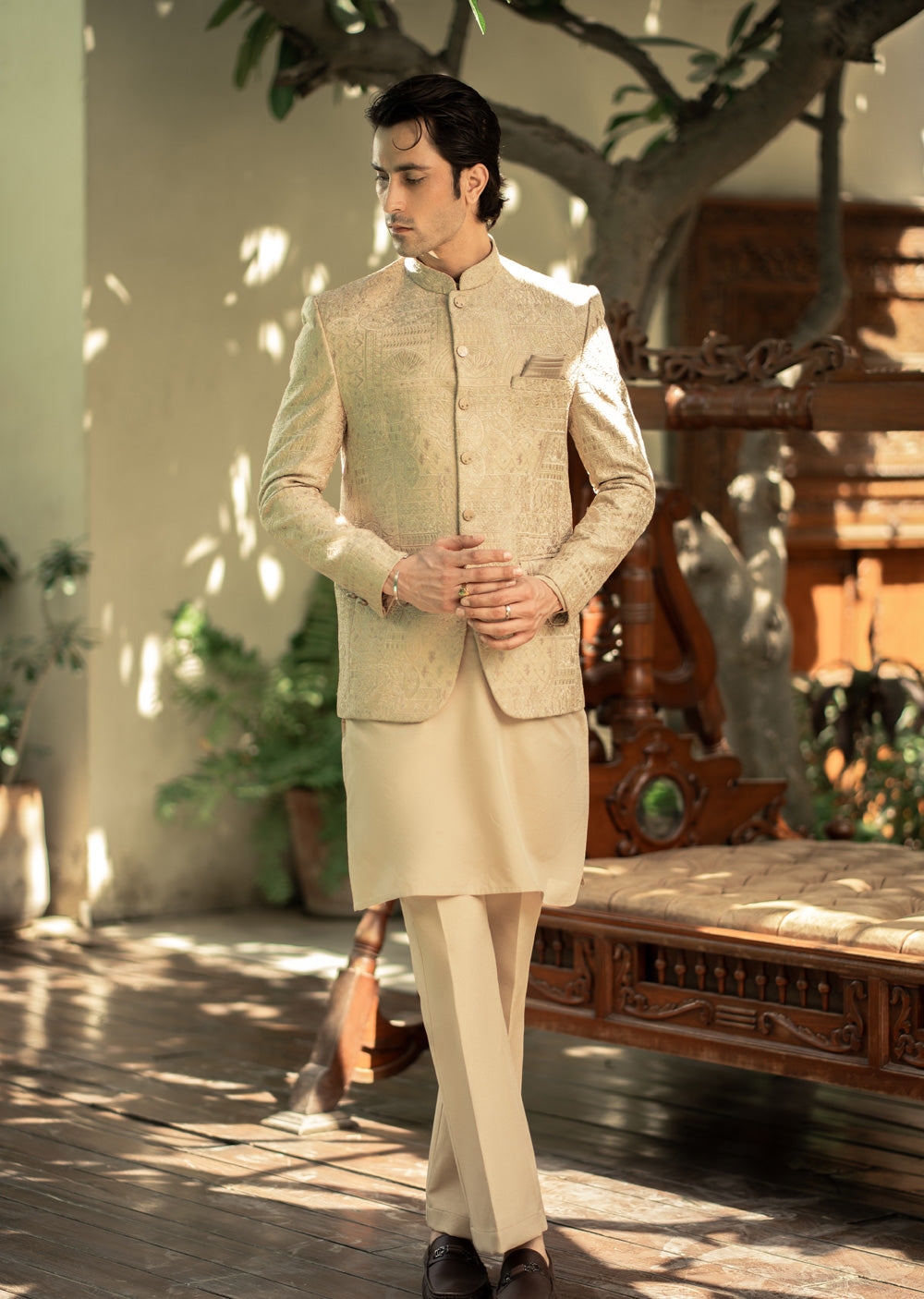 PC-578 - Readymade Mens Embroidered Prince Coat - Memsaab Online