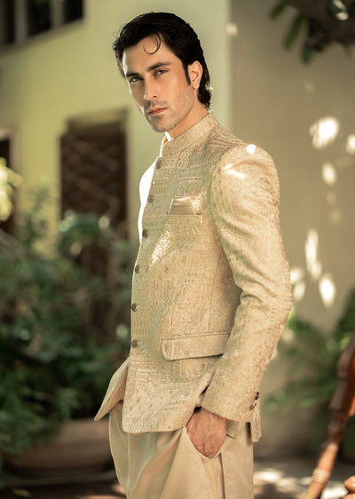 PC-578 - Readymade Mens Embroidered Prince Coat - Memsaab Online