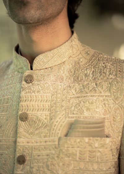 PC-578 - Readymade Mens Embroidered Prince Coat - Memsaab Online