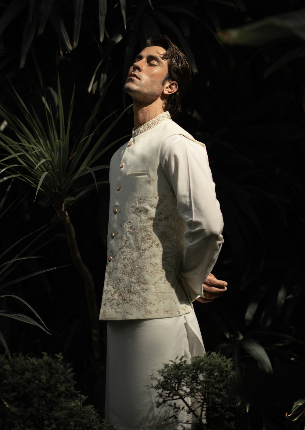 W-3013 - Readymade Maysori Fabric Full Embroidery Waistcoat - Memsaab Online