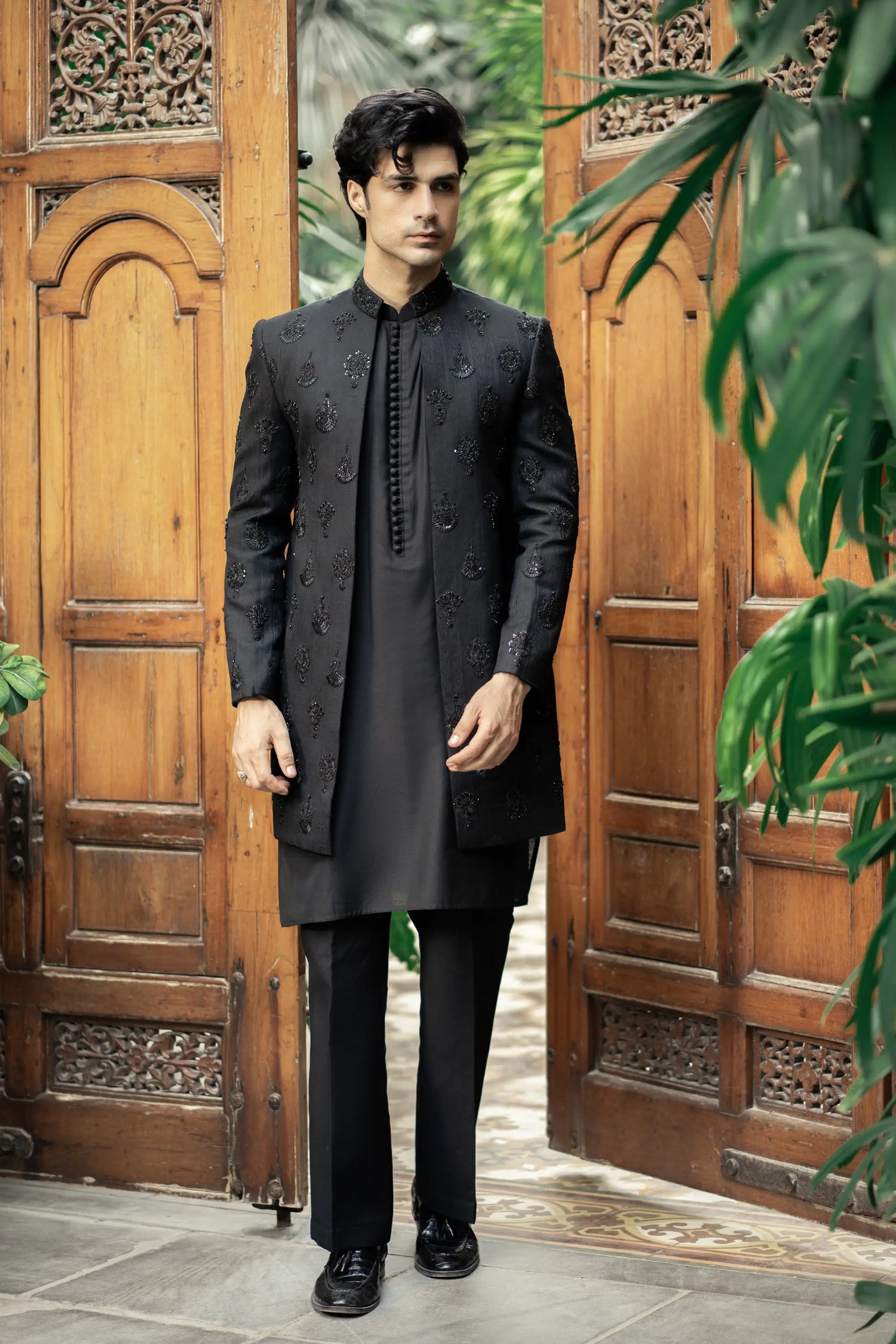 GS-5149 - Readymade Front Open Sherwani with Inner Suit 2025 - Memsaab Online