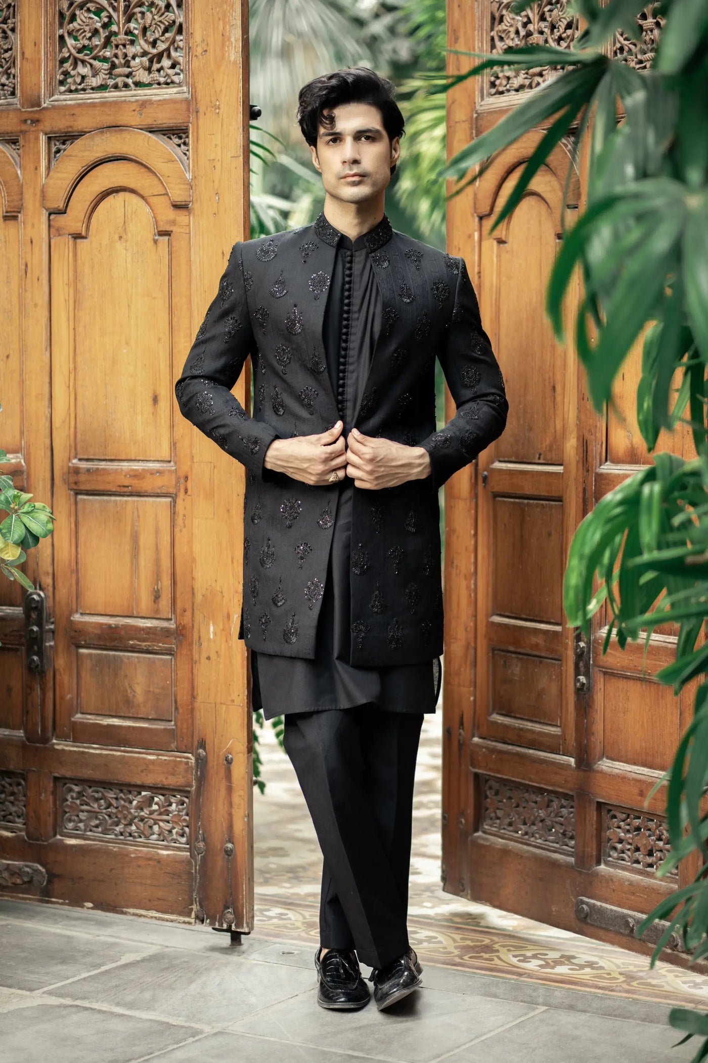 GS-5149 - Readymade Front Open Sherwani with Inner Suit 2025 - Memsaab Online