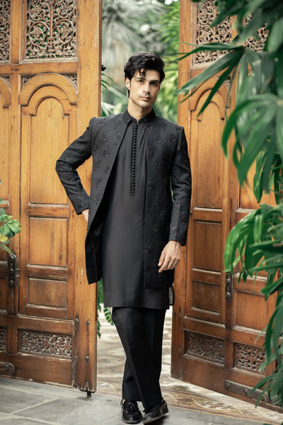 GS-5149 - Readymade Front Open Sherwani with Inner Suit 2025 - Memsaab Online