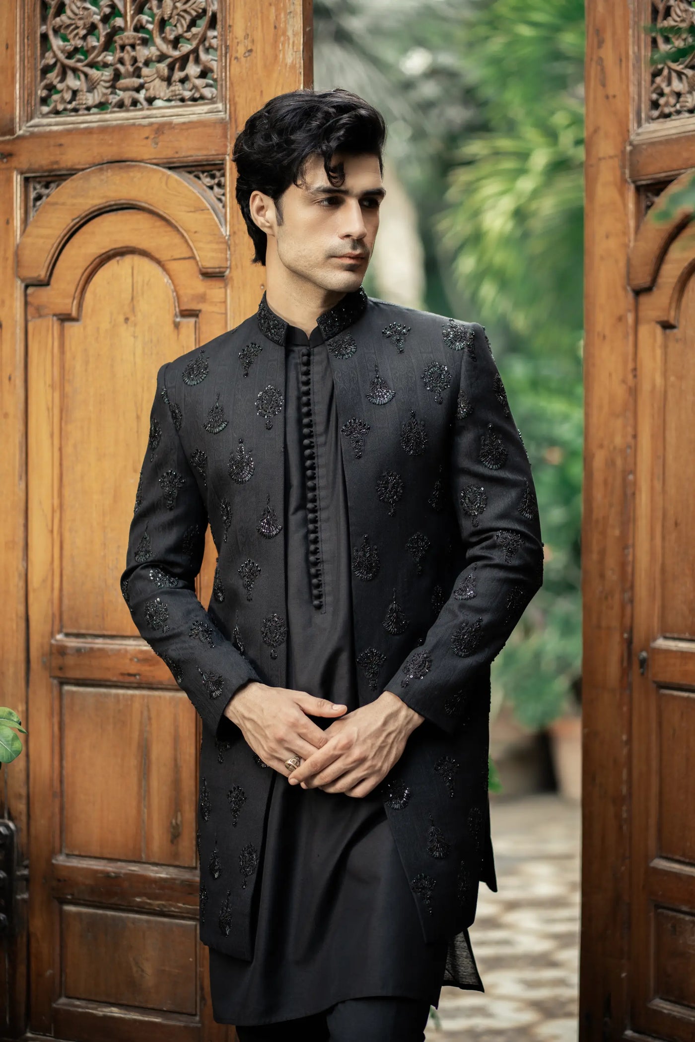 GS-5149 - Readymade Front Open Sherwani with Inner Suit 2025 - Memsaab Online