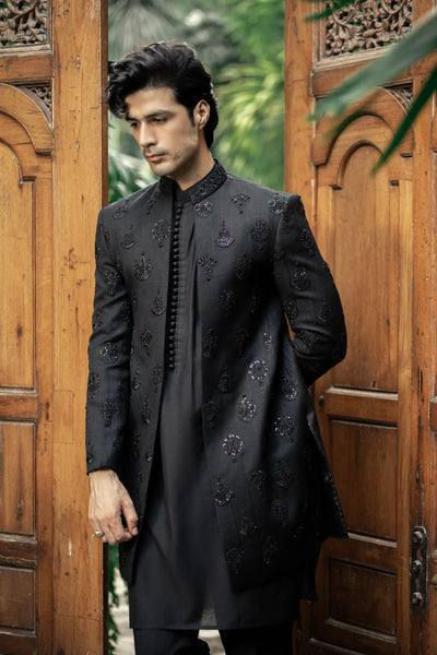 GS-5149 - Readymade Front Open Sherwani with Inner Suit 2025 - Memsaab Online