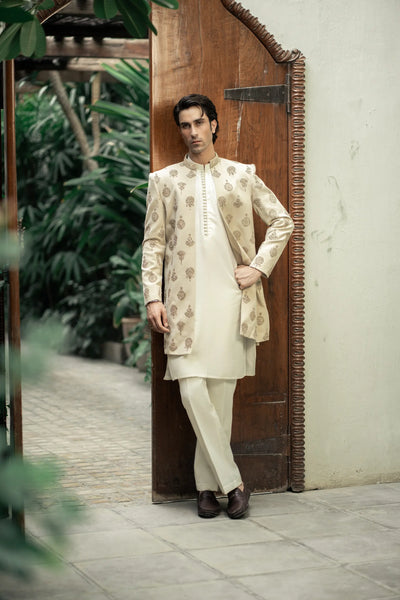 GS-5151 Readymade Front Open Sherwani with Inner Suit 2025 - Memsaab Online
