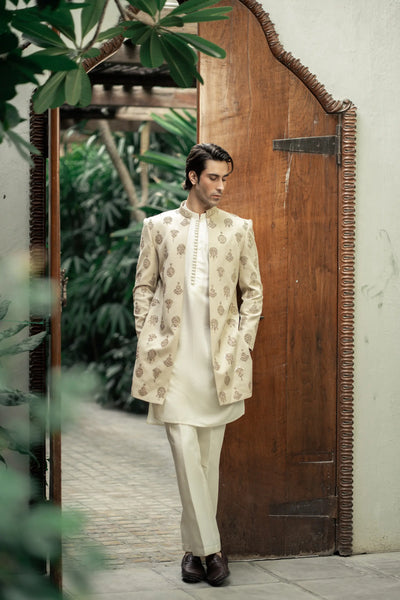 GS-5151 Readymade Front Open Sherwani with Inner Suit 2025 - Memsaab Online