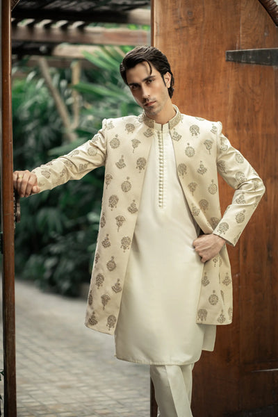 GS-5151 Readymade Front Open Sherwani with Inner Suit 2025 - Memsaab Online