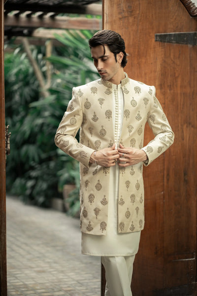 GS-5151 Readymade Front Open Sherwani with Inner Suit 2025 - Memsaab Online