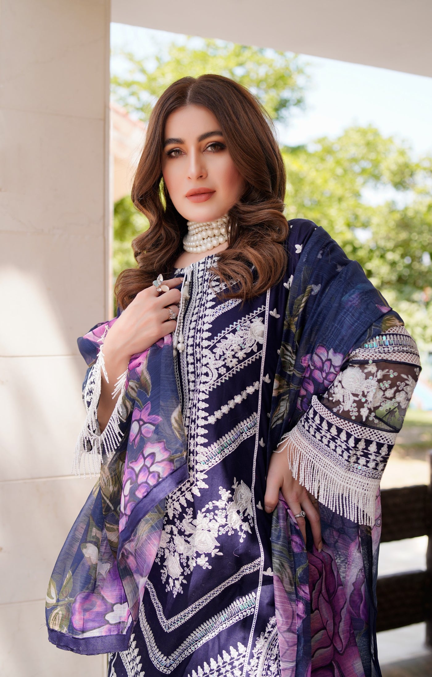 ATR-1129 - Navy Blue - Sehrish B Lux Cotton - Memsaab Online
