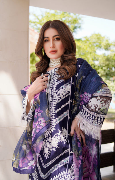 ATR-1129 - Navy Blue - Sehrish B Lux Cotton - Memsaab Online