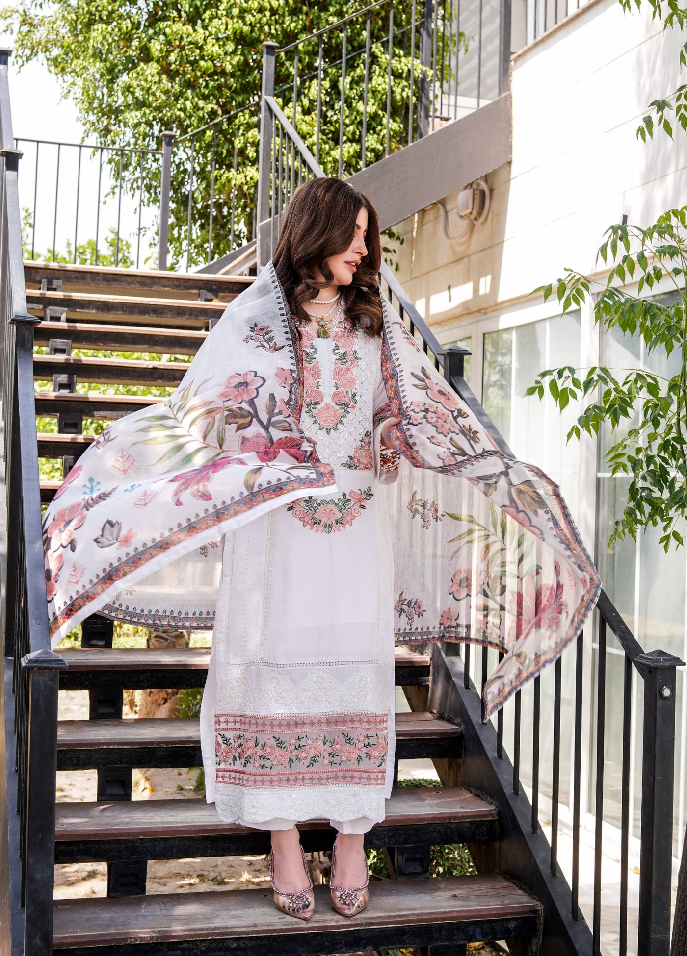 ATR-1131 - Off White - Sehrish B Lux Cotton - Memsaab Online