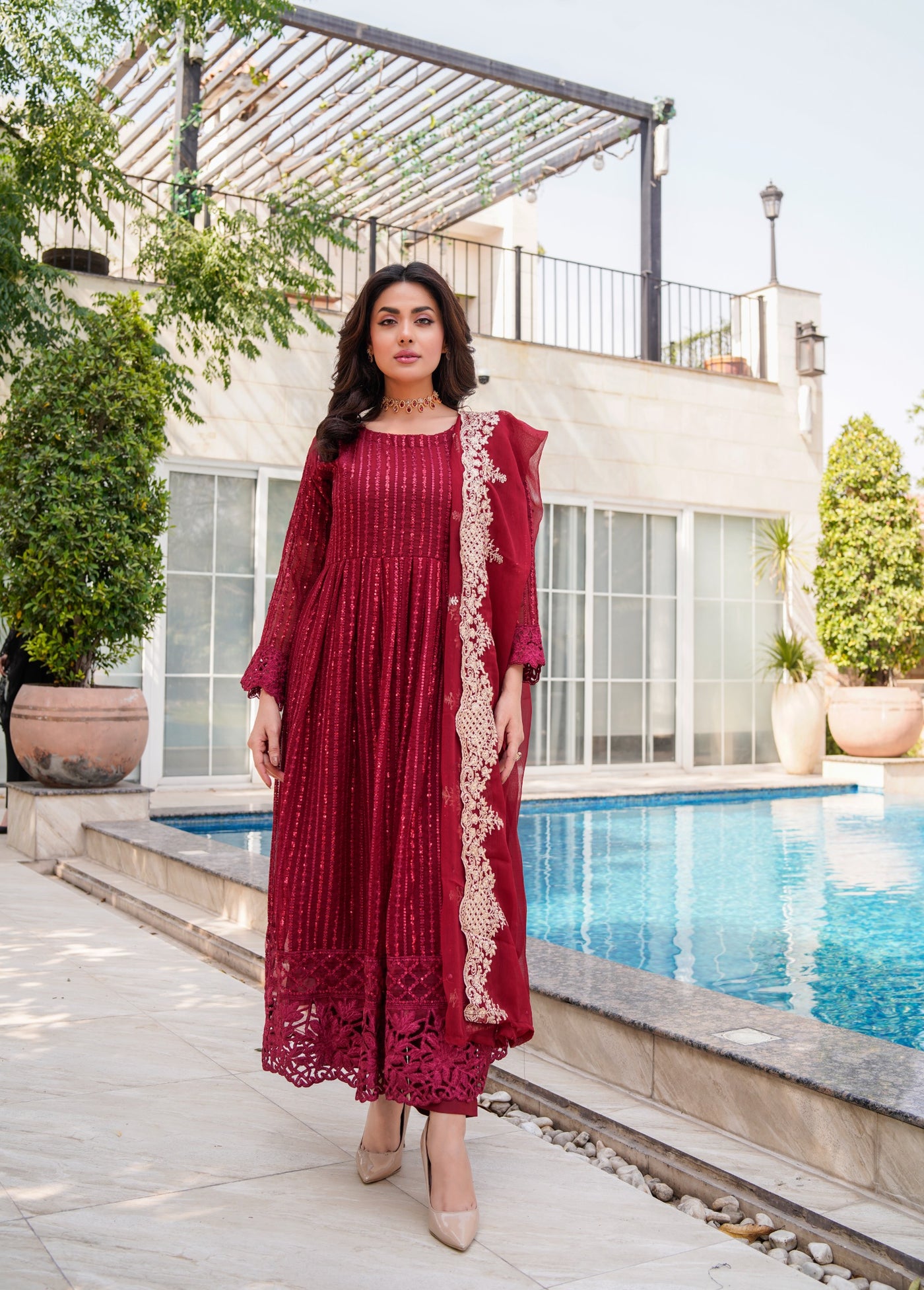 HK318 - Readymade Chiffon Outfit 2025 - Memsaab Online