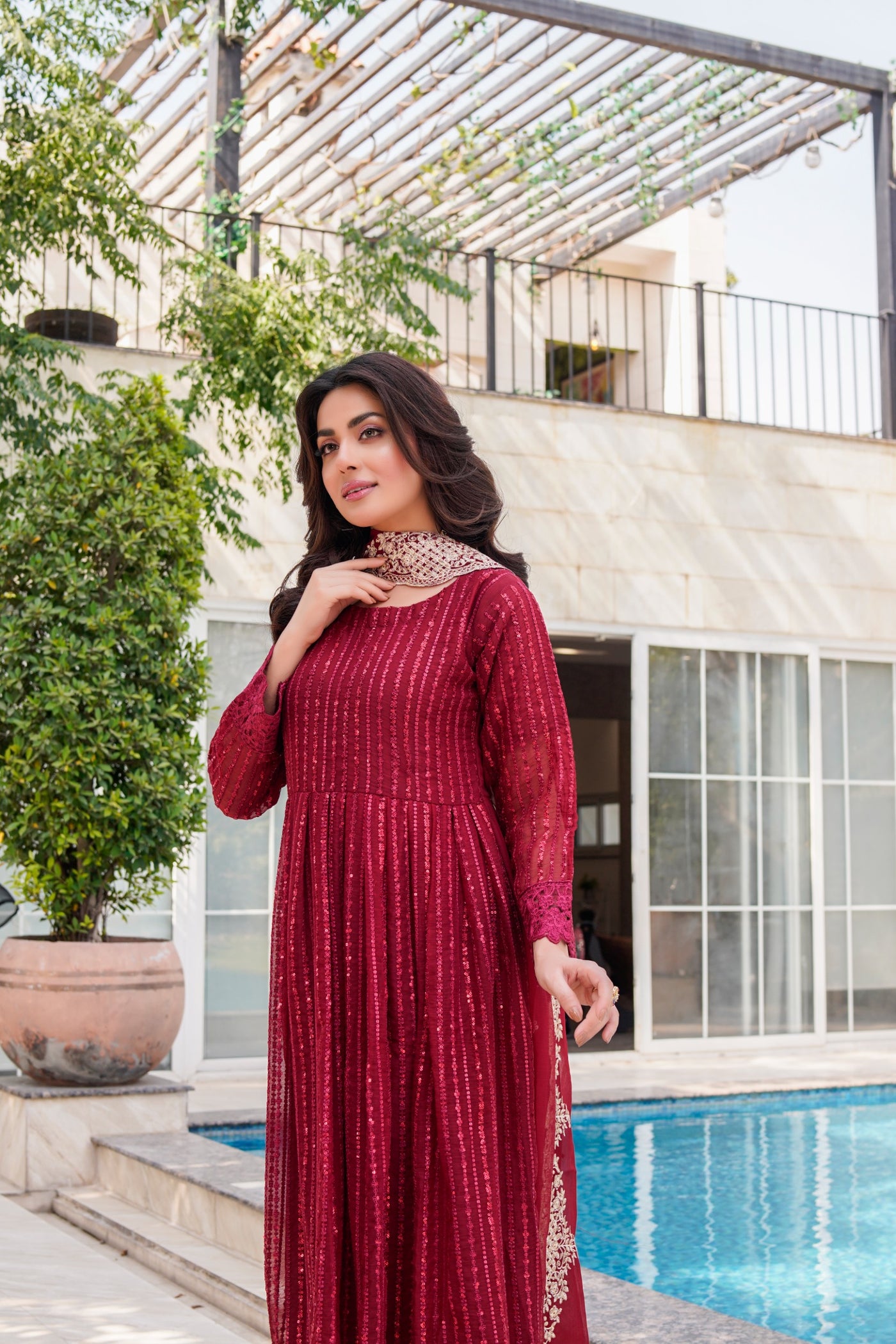 HK318 - Readymade Chiffon Outfit 2025 - Memsaab Online