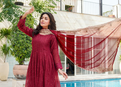 HK318 - Readymade Chiffon Outfit 2025 - Memsaab Online