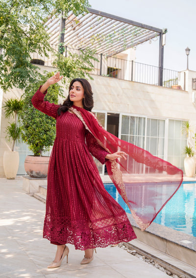 HK318 - Readymade Chiffon Outfit 2025 - Memsaab Online