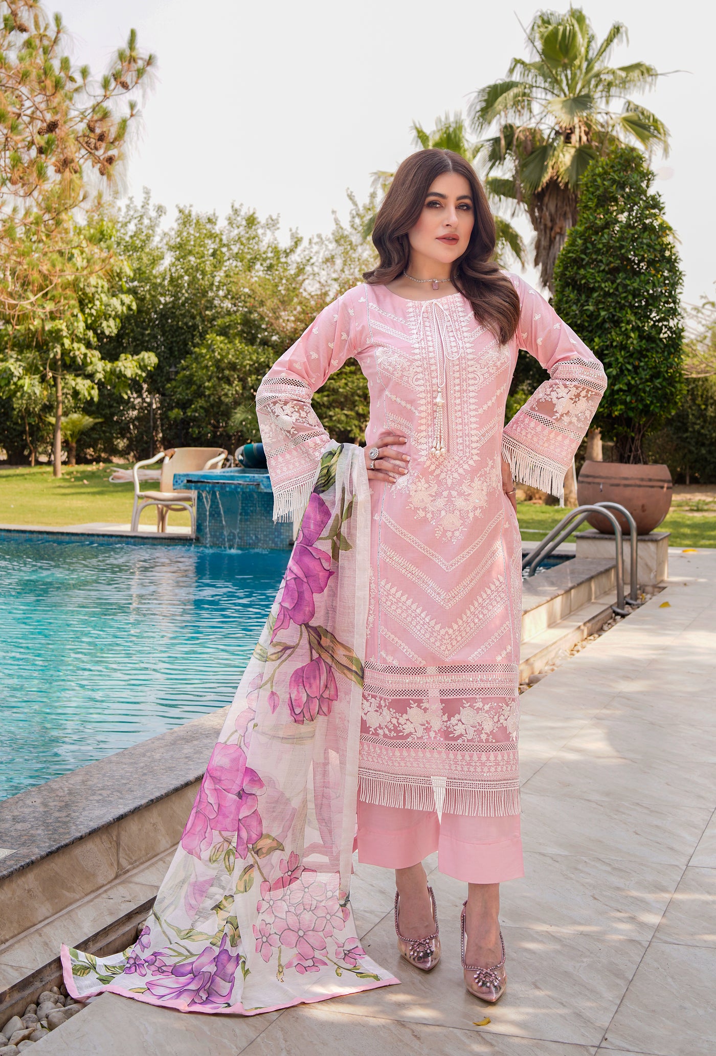 ATR-1129 - Pink - Sehrish B Lux Cotton - Memsaab Online