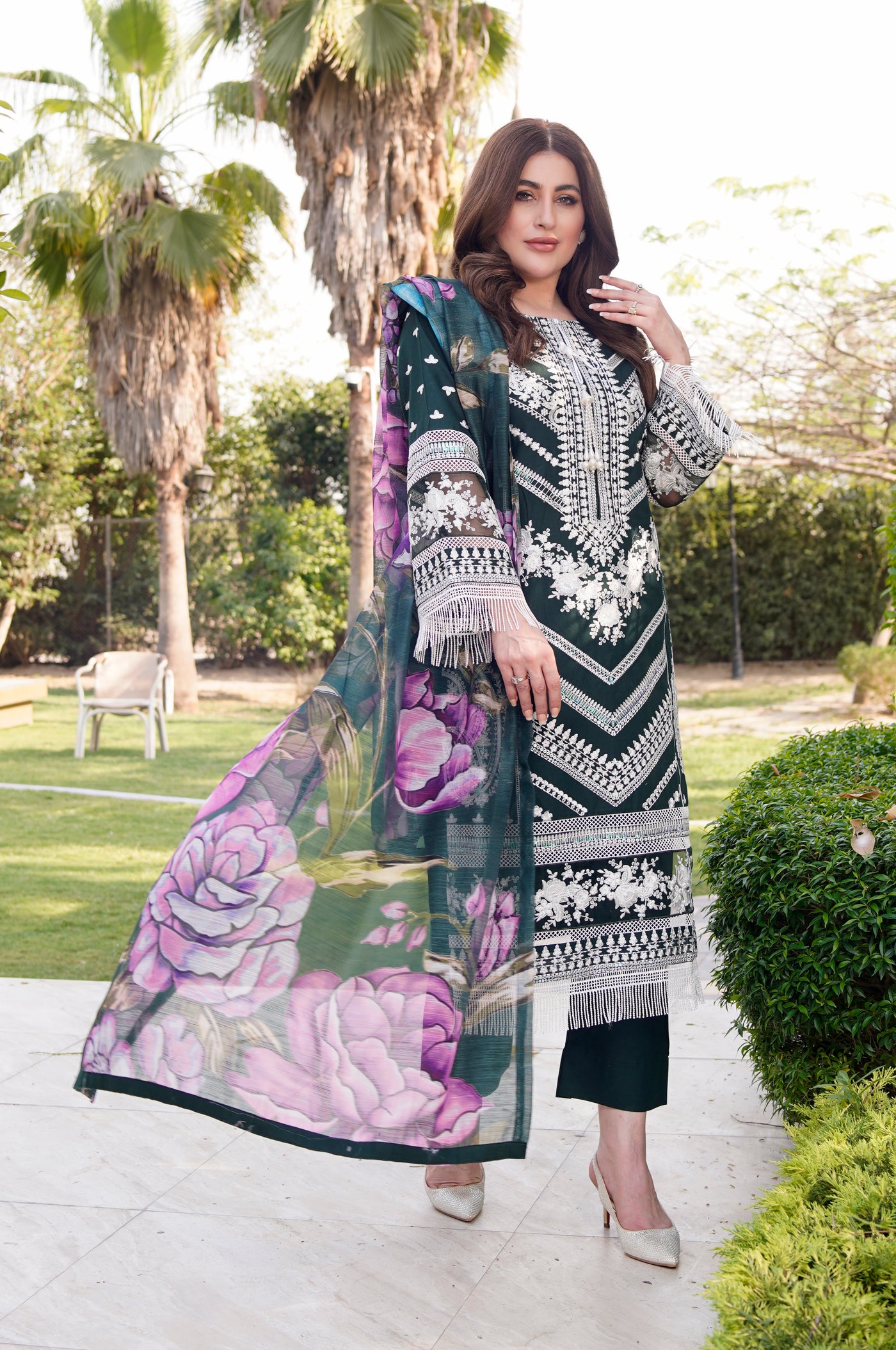 ATR-1129 - Green - Sehrish B Lux Cotton - Memsaab Online
