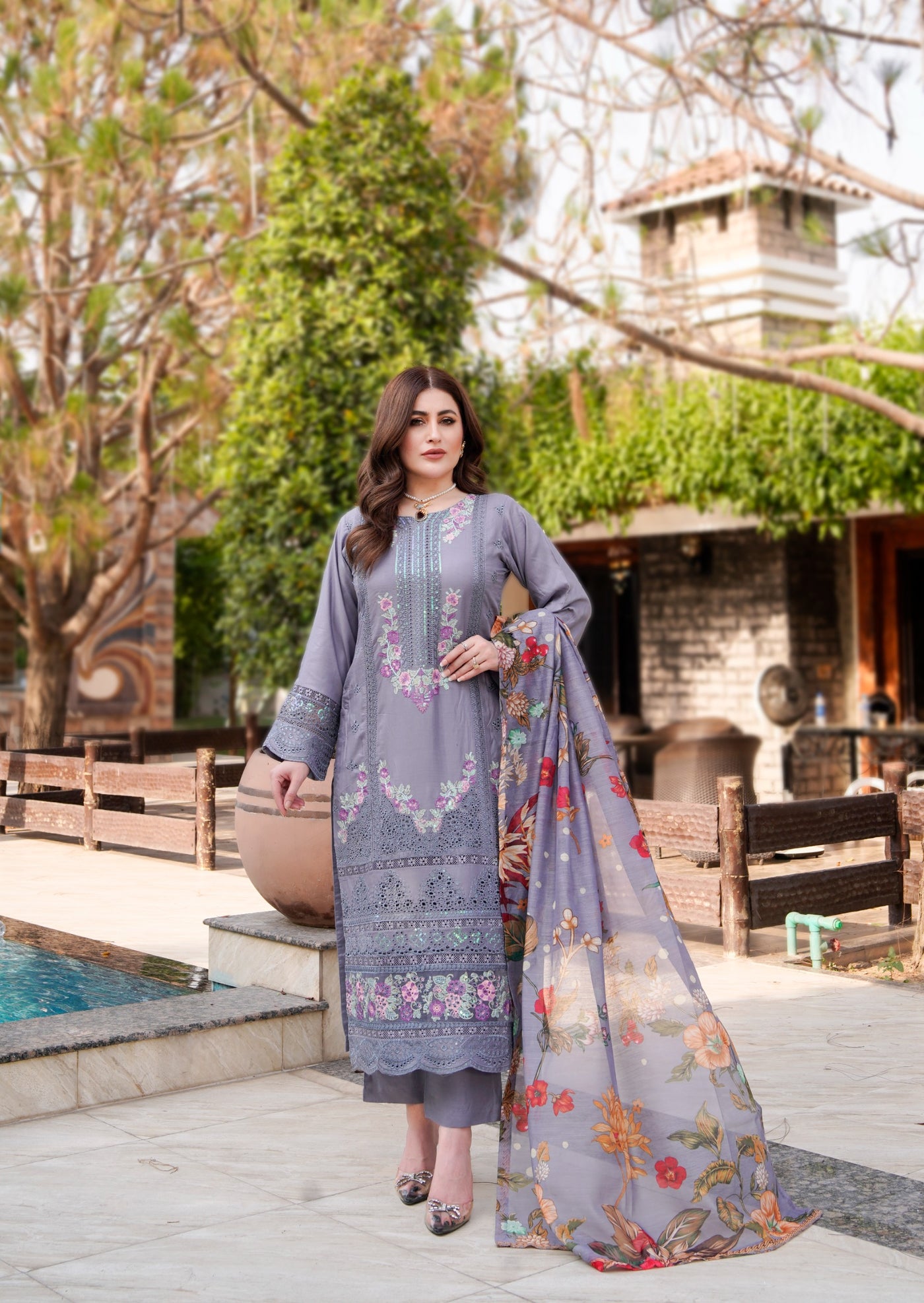 ATR-1130 - Grey - Sehrish B Lux Cotton - Memsaab Online