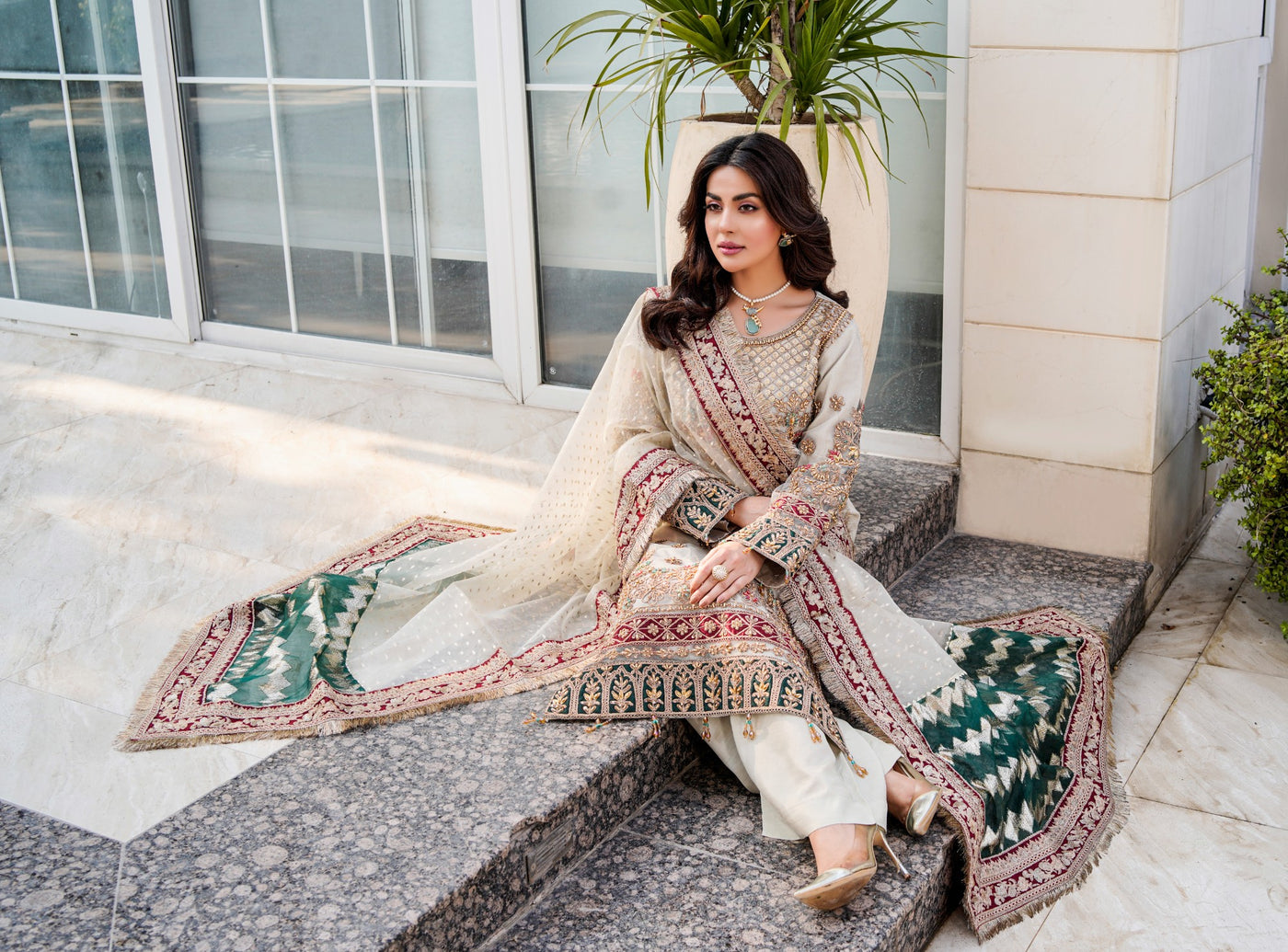 MARW-1611- Light Gold- Readymade Wedding Wear Outfit - Memsaab Online