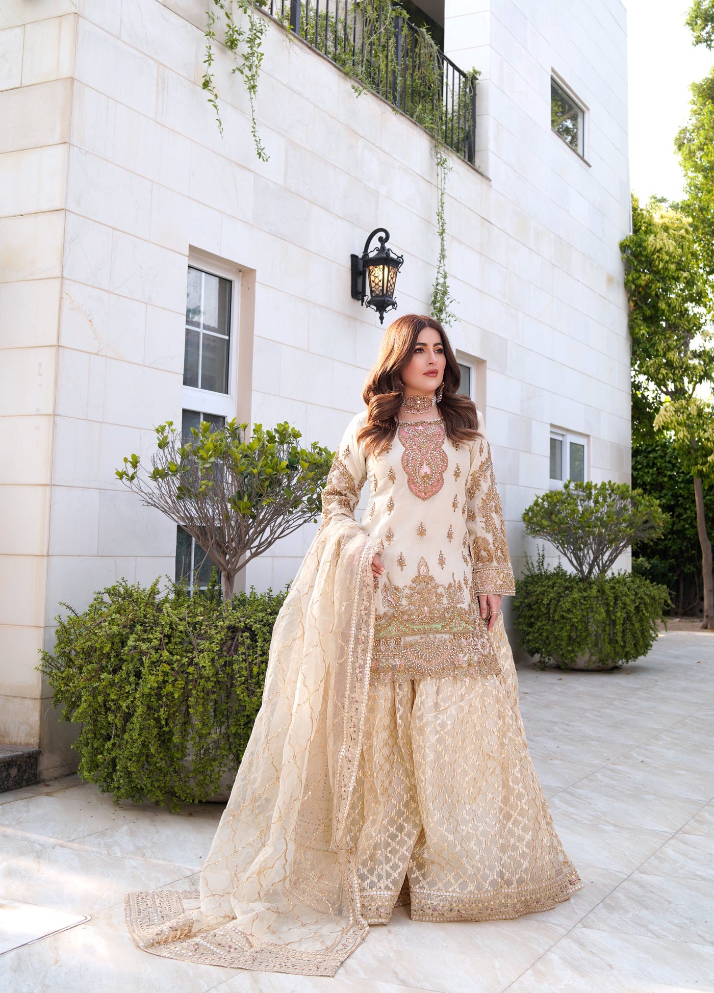 MARW-1607- Skin gold- Readymade Wedding Wear Outfit - Memsaab Online