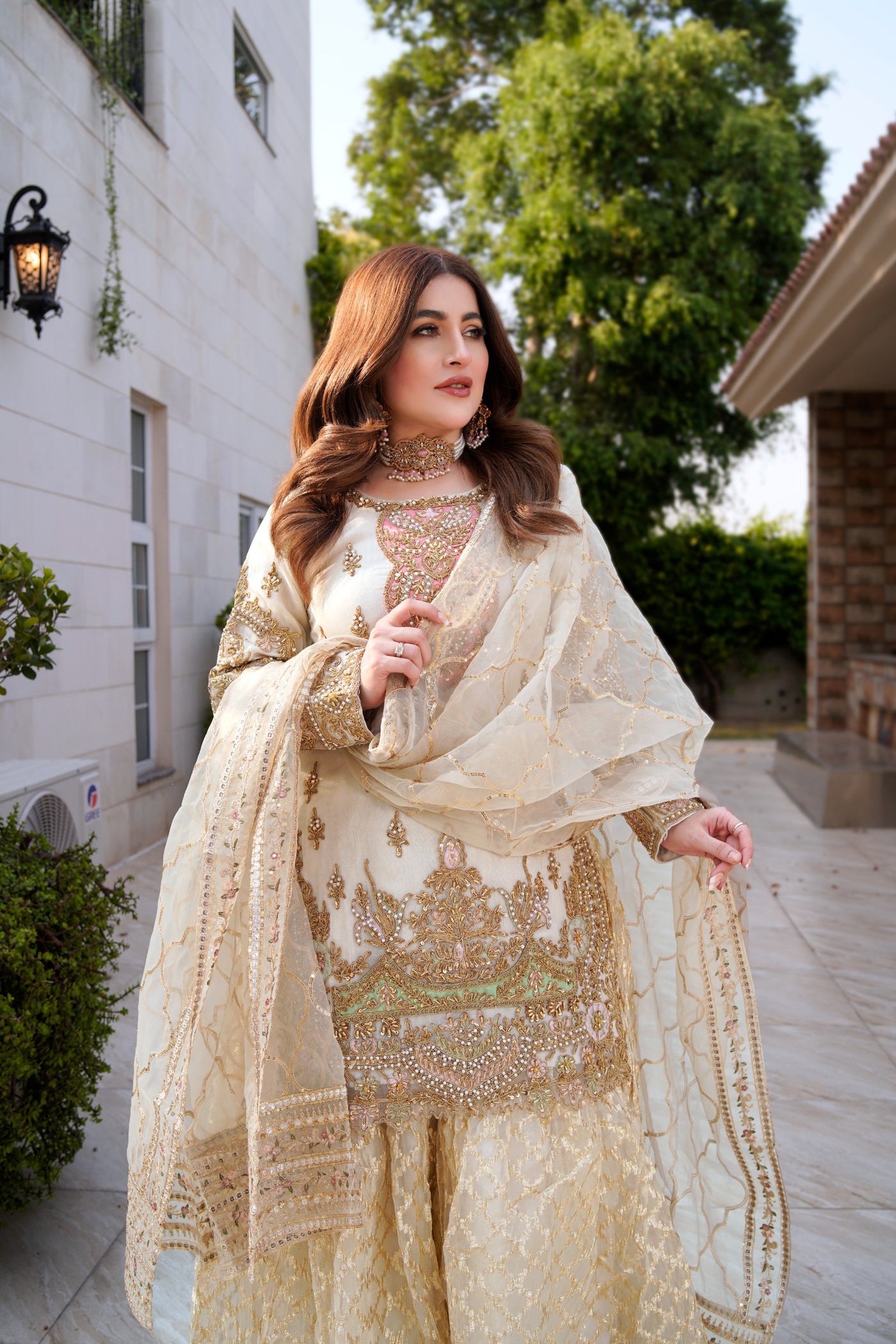 MARW-1607- Skin gold- Readymade Wedding Wear Outfit - Memsaab Online
