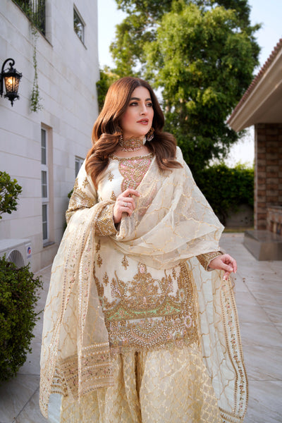 MARW-1607- Skin gold- Readymade Wedding Wear Outfit - Memsaab Online