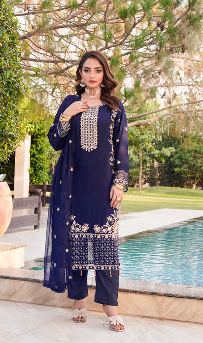 SLMPR-14 - Readymade - Chiffon Partywear Suit 2025 - Memsaab Online