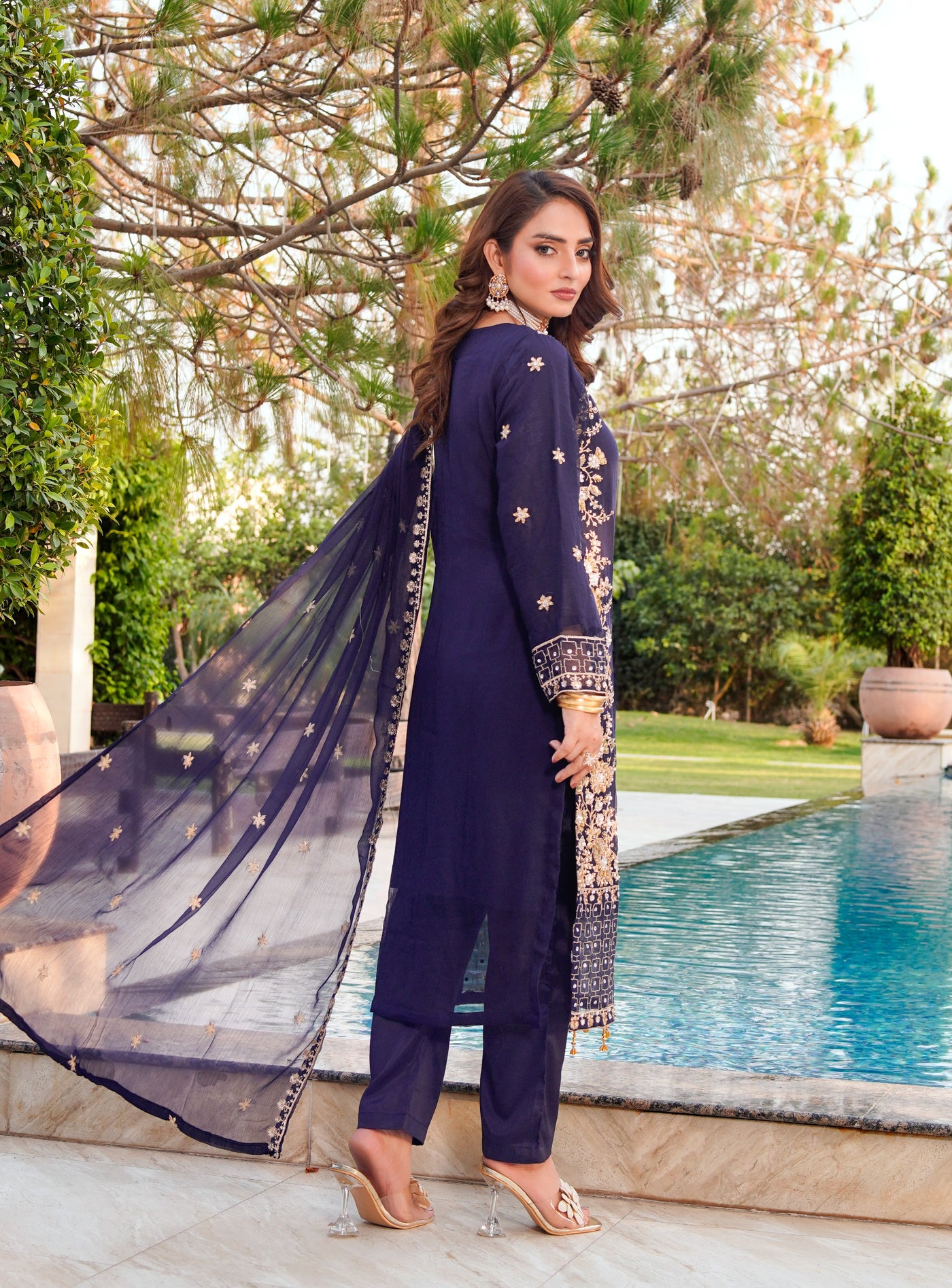 SLMPR-14 - Readymade - Chiffon Partywear Suit 2025 - Memsaab Online
