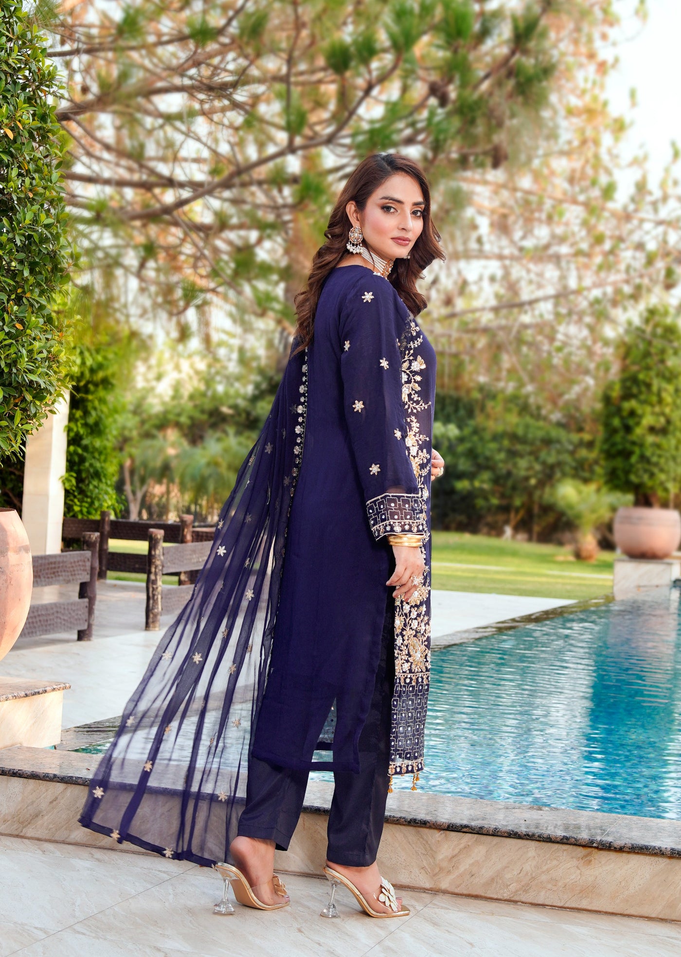 SLMPR-14 - Readymade - Chiffon Partywear Suit 2025 - Memsaab Online