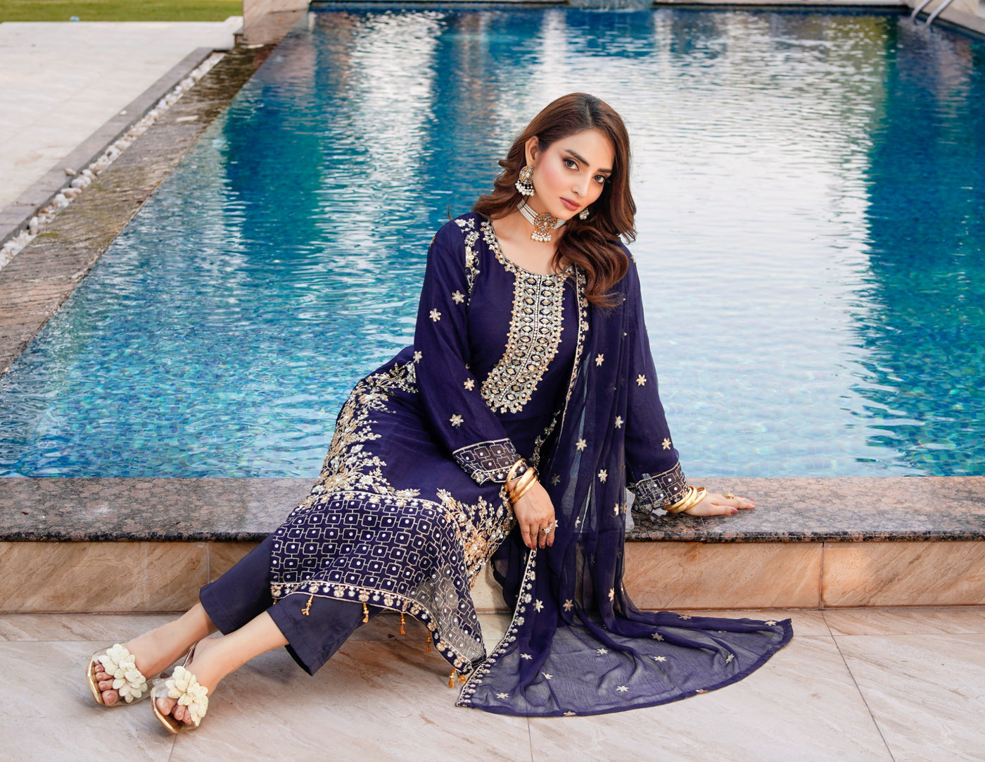 SLMPR-14 - Readymade - Chiffon Partywear Suit 2025 - Memsaab Online