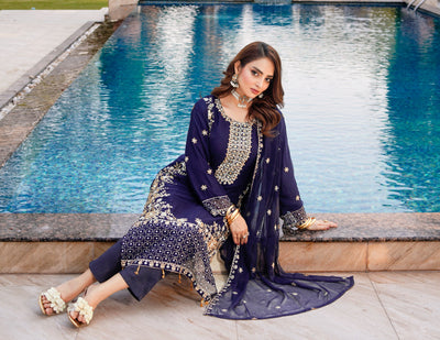 SLMPR-14 - Readymade - Chiffon Partywear Suit 2025 - Memsaab Online