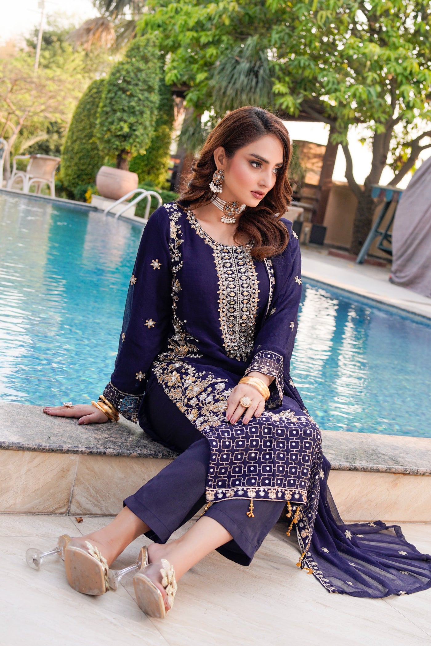 SLMPR-14 - Readymade - Chiffon Partywear Suit 2025 - Memsaab Online