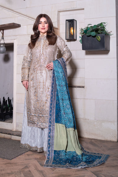 MARW-1608- Silver- Readymade Wedding Wear Outfit - Memsaab Online