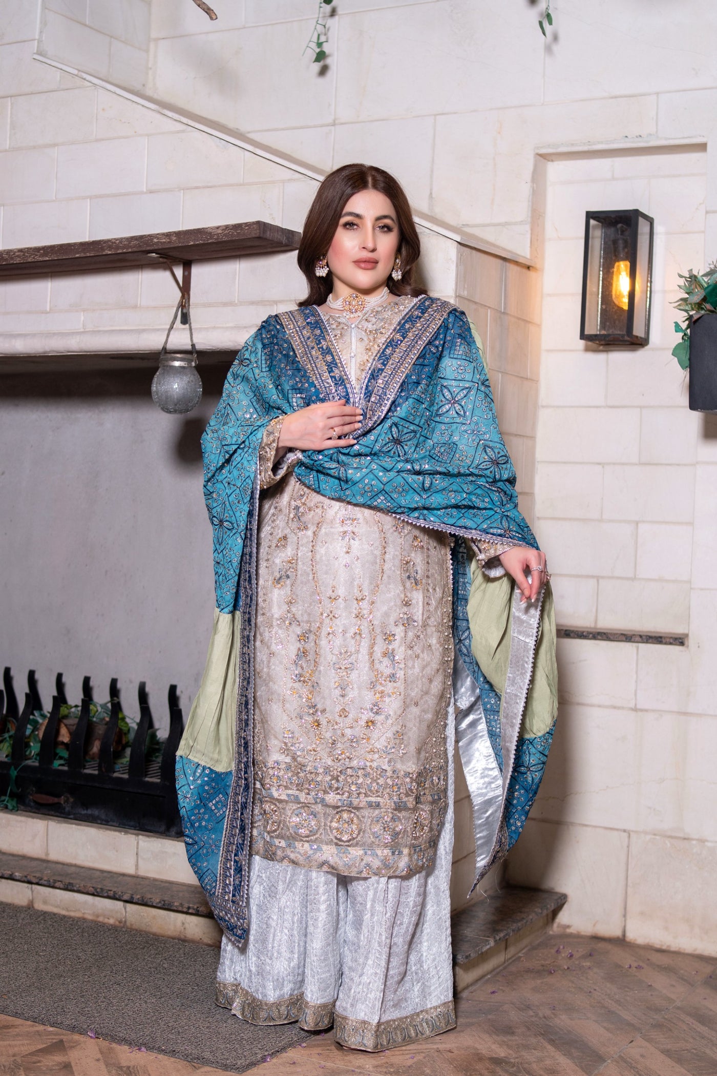 MARW-1608- Silver- Readymade Wedding Wear Outfit - Memsaab Online
