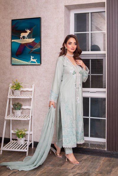HK314 - Readymade Linen Outfit 2025 - Memsaab Online