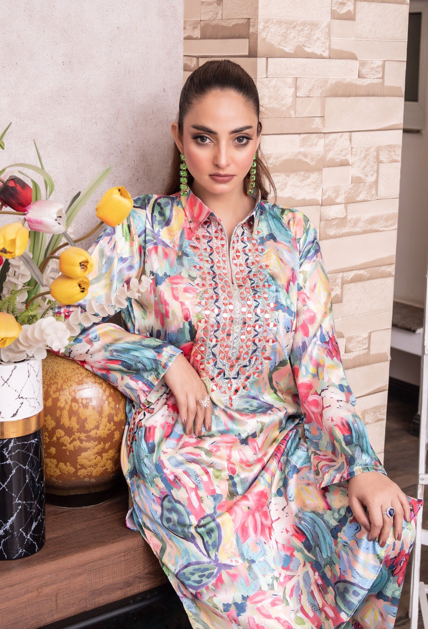 SMR3104 - Readymade Silk 2 Piece Suit - Memsaab Online