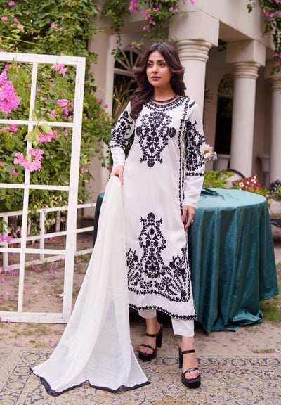 HK280 - Zareen - White Mummy n Me Linen Outfit - Memsaab Online