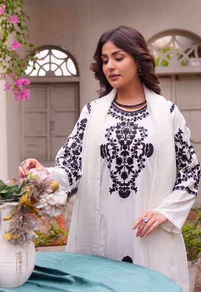 HK280 - Zareen - White Mummy n Me Linen Outfit - Memsaab Online